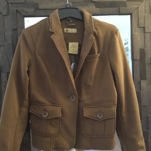 Brown knit casual blazer